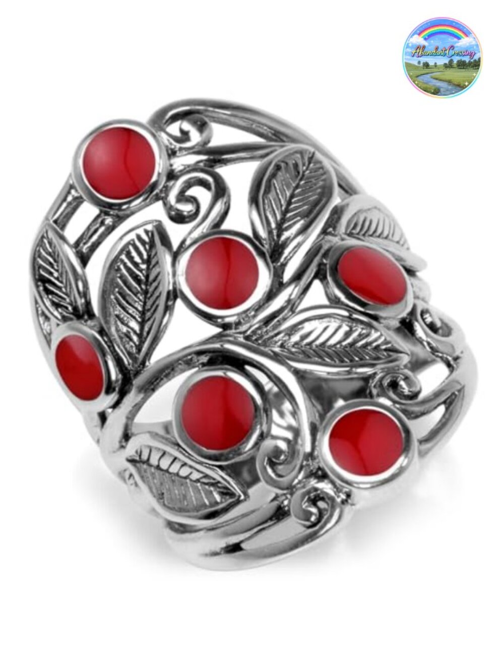 925 Sterling Silver Filigree Leaf Ring Statement Vintage Inspired